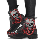 Xajzpa - HOT Skeleton Women Snow Ankle Boots Motorcycle Skull Pansy Low Heels Shoes Vintage Pu Leather Warm Winter Increase The 43