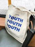 Youth Letter Graphic Canvas Shopper Bag
